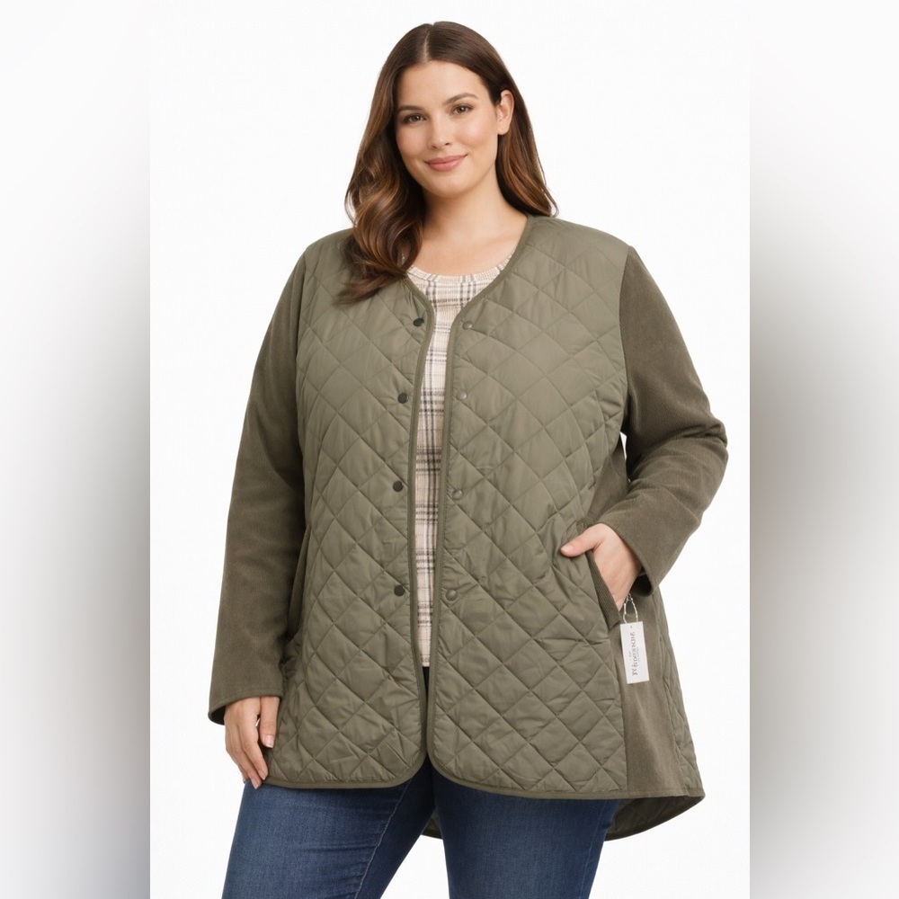 Philosophy Quilted Jacket Olive Green Plus Size 3X NWT - Picture 1 of 9